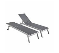 Tumbona de aluminio de multiposición con ruedas, set de 2 gris - 191x55x94 cm