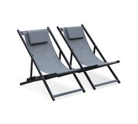 Tumbona de aluminio multi posiciones, set de 2 gris - 99x88.5x58 cm
