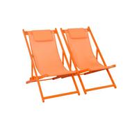 Tumbona de aluminio multi posiciones, set de 2 naranja - 99x88.5x58 cm