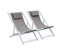 Tumbona de aluminio multi posiciones, set de 2 pardo - 99x88.5x58 cm