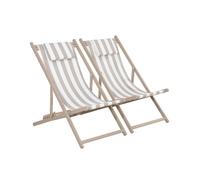 Tumbona de aluminio multi posiciones, set de 2 rayas marrones - 99x88.5x58 cm