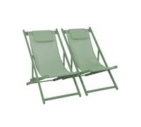 Tumbona de aluminio multi posiciones, set de 2 verde - 99x88.5x58 cm