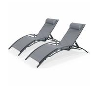 Tumbona de aluminio textileno, set de 2, louisa x2, antracita, 167x64x82.5 cm