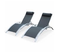 Tumbona de aluminio textileno, set de 2, louisa x2, blanco, 167x64x82.5 cm