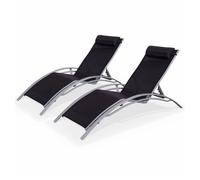 Tumbona de aluminio textileno, set de 2, louisa x2, gris, 167x64x82.5 cm