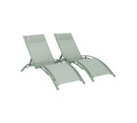 Tumbona de aluminio textileno, set de 2, louisa x2, verde grisáceo, 167x64x82 cm
