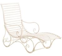 CLP Tumbona de jardín Amiens en Hierro con reposabrazos I Silla Decorativa rústica para Exterior o Interior Color:Crema Envejecido
