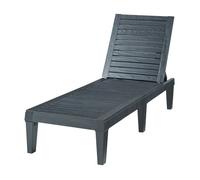 casa.pro Tumbona Jardín Exterior Respaldo Regulable en 5 Posiciones Cama Solar Simple para Terraza Piscina Independiente máx. 200 kg Plástico 172 x 58 x 74 cm - Negro Efecto Vetas de Madera