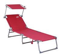 Tumbona de jardín con parasol y respaldo 195x60cm