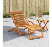 vidaXL Tumbona Modelo con reposapiés de madera acacia, fácil de plegar