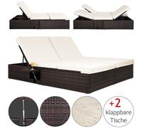 Tumbona de jardín doble de poliratán Marrón/Crema 196x160x33cm