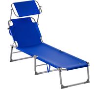 CASARIA® 2X Tumbonas Jardín Playa Plegable Respaldo Ajustable Parasol hasta 150Kg 195x60x30cm Resistente Intemperie Azul