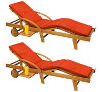 Tumbona de jardín Tami Sun® set de 2 acacia in ojín naranja