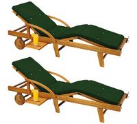 Tumbona de jardín Tami Sun® set de 2 acacia incl cojín verde