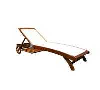 Tumbona regulable en 9 posiciones con ruedas de madera maciza y funda de tela...