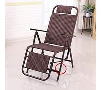 Tumbona de mimbre marrón plegable de ratán reclinable portátil para relajarse en exteriores e interiores, respaldo ajustable, diseño que ahorra espacio