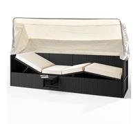 Tumbona de poliratán con techo plegable y cojines