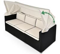 Tumbona de poliratán con techo plegable y cojines