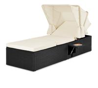 Tumbona de poliratán con techo plegable y cojines