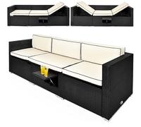 Tumbona de poliratán, negro, respaldo ajustable