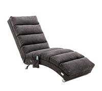 Tumbona de relajación, sofá reclinable fijo con soporte de cuerpo completo, función de vibración suave y bolsillos laterales, adecuado para oficinas, salas de estar y dormitorios (gris oscuro + 148 x