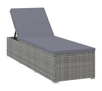 Tumbona de resina trenzada con cojín, chaise longue Polyratan Gris | Marco de acero estable, cojín grueso extraíble, respaldo ajustable multiposición, uso diario al aire libre
