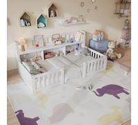 Tumbona de suelo, cama Montessori 140 x 200 cm con contenedor y estantería