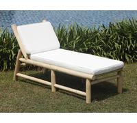 Tumbona de teca con colchoneta - Natural claro y blanco - TULUM de MYLIA