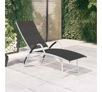 Tumbona de Textilene y Aluminio Negra Reclinable | Respaldo regulable,estructura de aluminio,extra alta,fácil de levantar,uso en jardín,patio,terraza de piscina