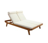 Tumbona doble con respaldo multiposición blanca y madera maciza 127 cm CARACAS