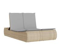 vidaXL Tumbona Doble con Cojines ratán sintético Beige, Tumbona, Cama de día de Exterior, Cama de día de jardín, Tumbona de Exterior