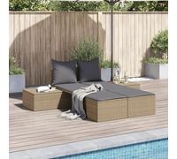 Tumbona Doble para Exterior, Sofá de Jardín con Cojines, Estructura de Acero y Ratán Sintético, Diseño Modular Resistente a la Intemperie, para Terraza, Piscina o Camping,Beige, 104 x 162 x 30 cm