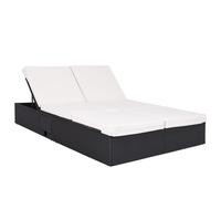 Tumbona doble poliratán negro/crema 196x160x33cm ajustable