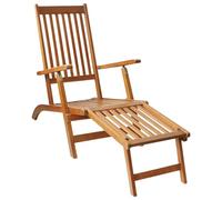 Tumbona Exterior, Hamaca Plegable con Reposapiés de Madera de Acacia, 5 Posiciones Ajustables, Resistentes a la Intemperie, para Jardín, Piscina, Playa o Camping, Color Natural, 168 x 55 x 72 cm