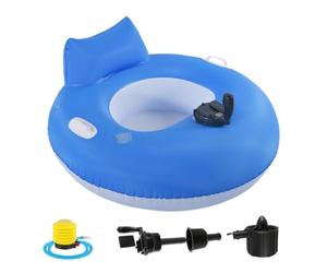Tumbona Flotante Hinchable Portátil Balsa acuática eléctrica con respaldo | Flotador Tubular Tipo Tumbona Para Usar En Lago, Estanque, Playa, Río, Piscina Y Verano
