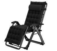 Tumbona Jardin, 0-168° Adjustable Beach Chair with Removable Headrest and Cup Holde, for Patio, Lawn & Camp, Black
