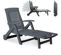 Tumbona jardín Zircón antracita plástico 195x72x101cm plegable