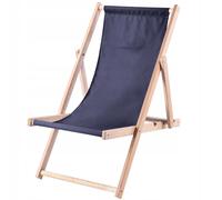 KADAX Tumbona de Madera, Silla de Playa con Tela Transpirable, Respaldo Reclinable y Estructura Plegable para Exterior, Jardin y Terraza (Azul Oscuro)