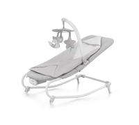 Kinderkraft FELIO2 Hamaca Bebé, Balancín, Silla mecedora con manta envolvente, mosquitera y arco con 3 juguetes, vibraciones, 8 músicas, extremadamente ligera, Gris