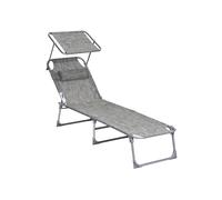 SONGMICS Tumbona, Tumbona Reclinable, 193 x 53 x 29 cm,Carga de 150 kg, con Reposacabezas de Protección Solar y Respaldo Reclinable, para Terraza, Piscina, Jardín, Greige GCB19T