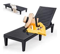 Tumbona ligera para exteriores, reclinable, para jardín, junto a la piscina, 190 x 57,5 x (29 84,5 cm), perfecta para patio, color negro