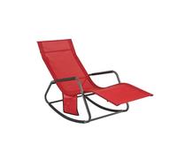 SoBuy Tumbona Mecedora de Jardín Silla Playa con Bolsillo Lateral Sun Lounger Silla de Playa y Terraza para Camping, Patio o Piscina Rojo 143x57x85 cm OGS47-R