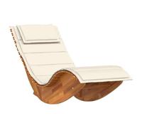 vidaXL Tumbona Mecedora con cojín de Madera Maciza de Acacia, Cama Solar, Cama Solar, diván, Tumbona, Tumbona de jardín, Cama de día, Chaise Lounge