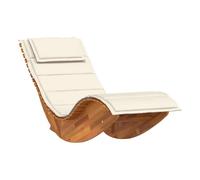 vidaXL Tumbona mecedora con cojín, madera maciza de acacia, cama solar, chaise lounge