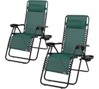 Tumbona plegable 2 pzas verde 165x65x113cm reclinable