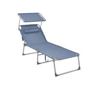 Tumbona Plegable 71 x 200 x 38 cm Respaldo Ajustable Azul