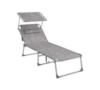 SONGMICS - Tumbona Plegable, Tumbona, 71 x 200 x 38 cm, Capacidad de Carga 150 kg, con Parasol, Respaldo reclinable, para jardín, Piscina, terraza, gamba, GCB022G01
