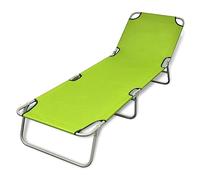Tumbona Plegable, Acero con Recubrimiento en Polvo Verde Manzana, Respaldo Ajustable y Estructura Estable, Tumbonas Jardín Exterior y Silla Playa Plegable Ligera,Piscina o Playa, 189 x 58 x 27 cm