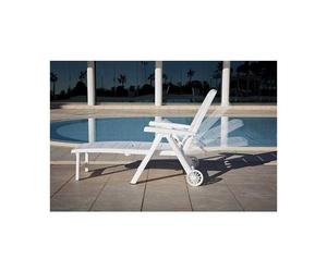 Tumbona plegable antibes blanca c/ ruedas 55364 BERNER