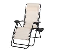 Tumbona plegable beige 165x65x113cm reclinable